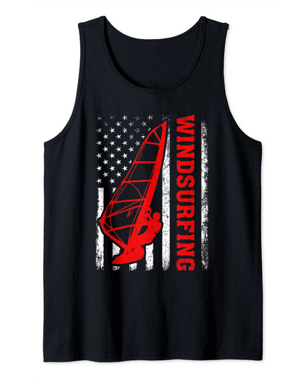 Discover Windsurfing Lover American Flag Windsurfing Tank Top