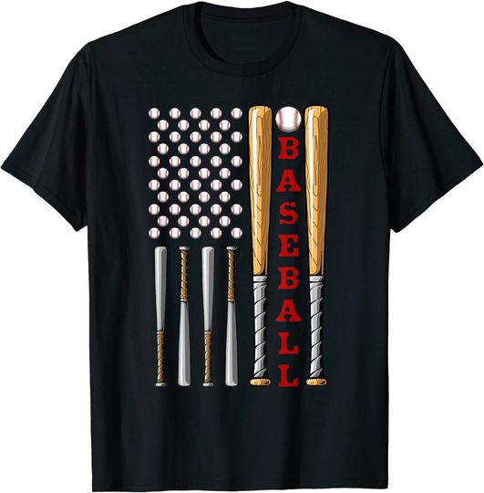 Discover Patriotic US American Baseball Flag T Shirt