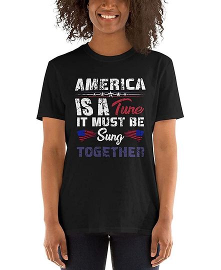 Discover America Red White and Blue Distressed Patriotic USA T Shirt