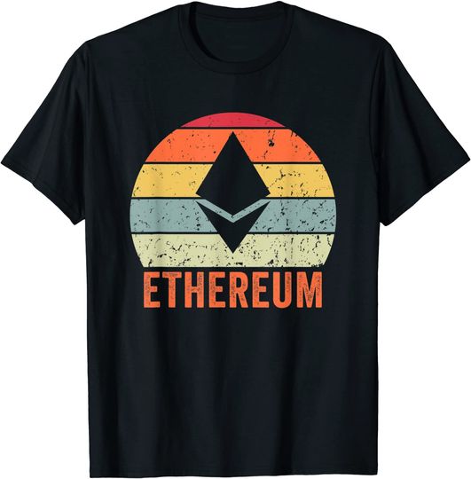 Discover Ethereum Blockchain ETH Ether Cryptocurrency Retro Sunset T Shirt