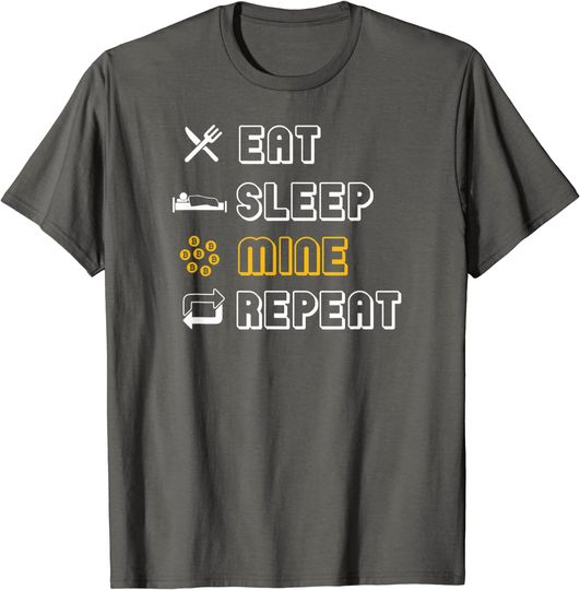 Discover Eat Sleep Mine Repeat Bitcoin Mining Blockchain T Shirt