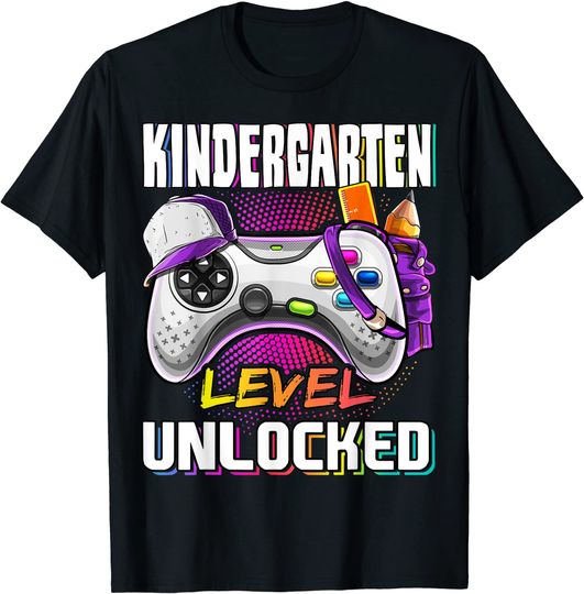 Discover Kindergarten Level Unlocked Back to School Video Game Girls T-Shirt