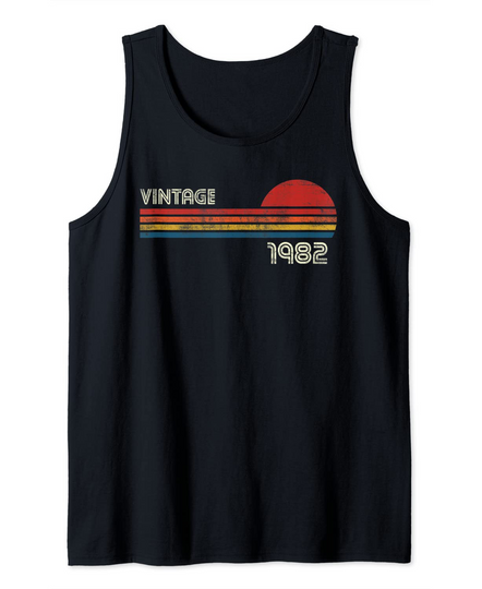 Discover Vintage 1982 Chest Stripe 39th Birthday Tank Top