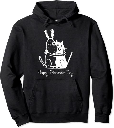 Discover Dog And Cat Friends - Happy Friendship Day Gift Pullover Hoodie