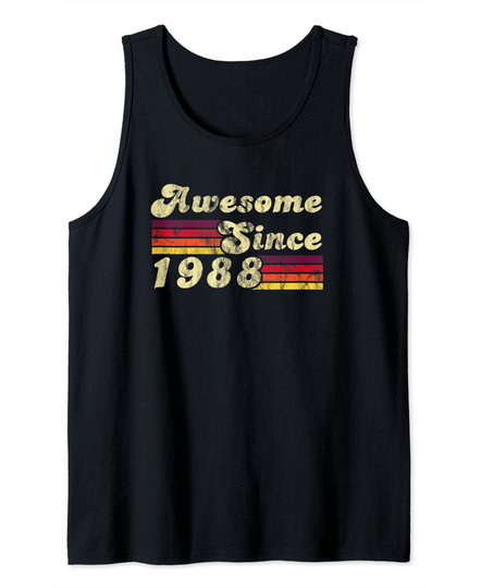 Discover Awesome Since 1988 Birthday Retro Gift Tank Top