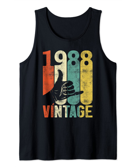 Discover Vintage 33th Birthday Shaka 1988 Surfing Sign Retro 80s Tank Top