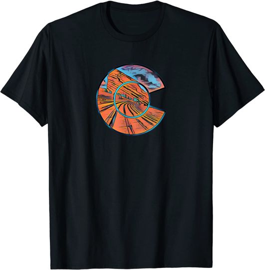 Discover Colorado Red Rocks State Park Colorado Flag C Design T-Shirt
