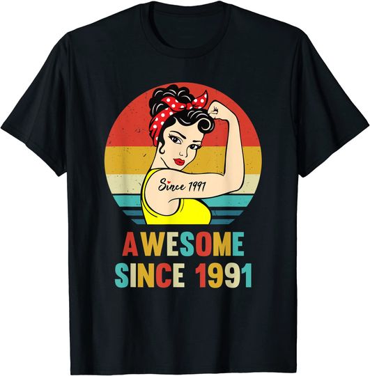 Discover Vintage 30th Birthday 1991 Women Gift for 30 Year Old Woman T Shirt
