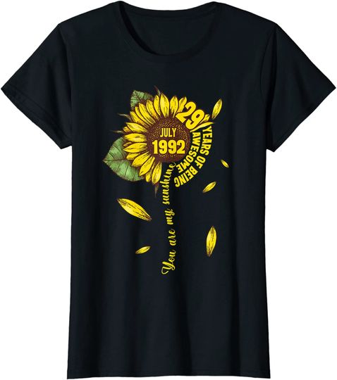 Discover July Girls 1992 29th Sunflower Birthday Made in 1992 T Shirt