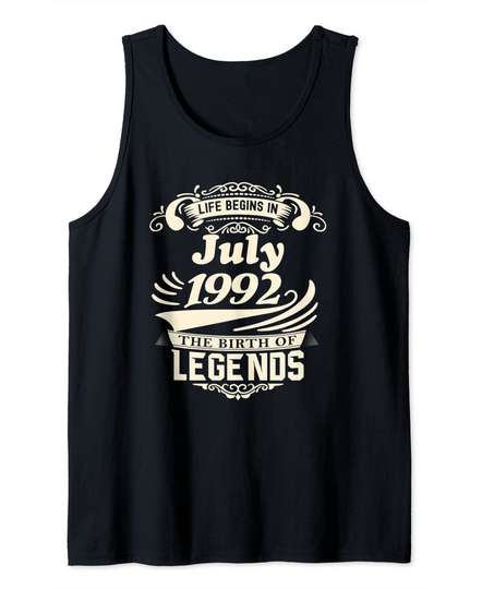 Discover Mens Womens Life begins in July 1992 birthday gift Tank Top