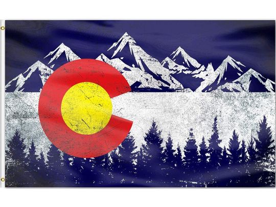 Discover QOR Balance Colorado Flag Mountain Flags Banner,Colorado CO Flags Vintage Mountain Canvas Header Polyester Outdoor Indoor Decor