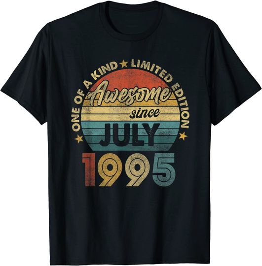 Discover 26th Birthday Men Awesome Since July 1995 T Shirt