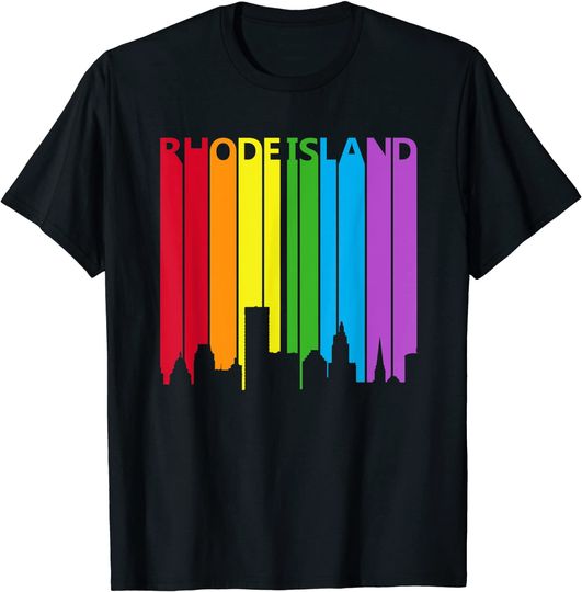 Discover Rhode Island Skyline LGBT Pride T-Shirt