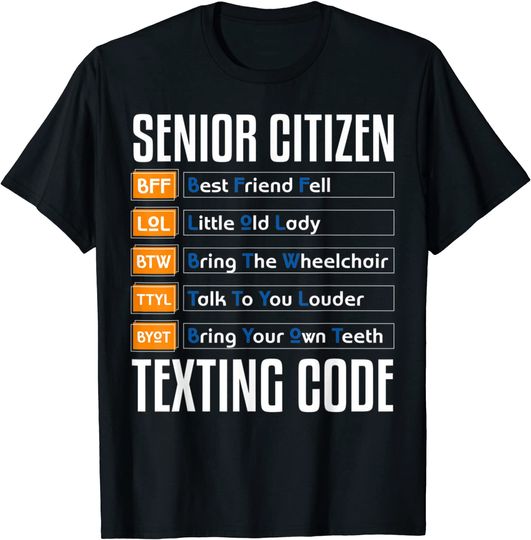 Discover Senior Citizen Texting Code Technology Design T-Shirt