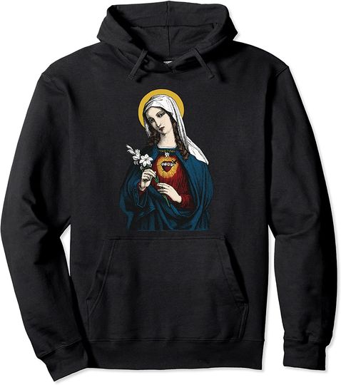 Discover Virgin Mary with her Immaculate Heart Catholic Saint Hoodie