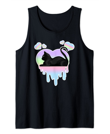 Discover Goth Black Cat, Pastel Dripping Heart Tank Top