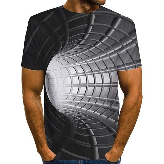 Discover Tee T shirt 3D Print Graphic Optical Illusion Print Short Sleeve Daily Tops Basic Designer