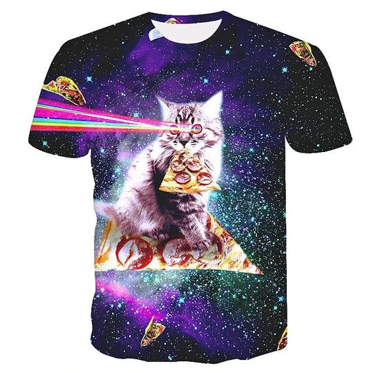 Discover Unisex Tee T shirt 3D Print Cat Graphic Prints Short Sleeve Casual Tops Basic Fashion