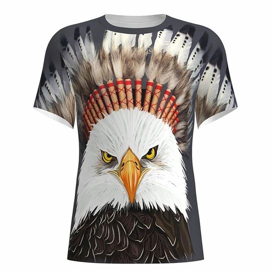 Discover Tee Shirt 3D Print Graphic Eagle Animal Print Short Sleeve Daily Tops