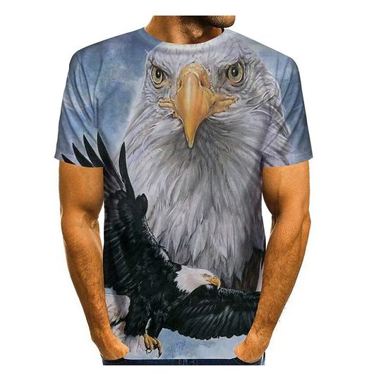 Discover T shirt 3D Print Graphic Eagle Print Short Sleeve Party Tops