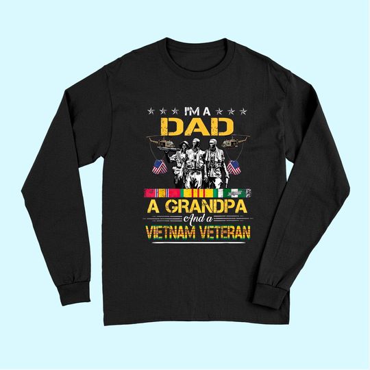 Discover Dad Grandpa Vietnam Veteran Vintage Long Sleeves Military Men's Long Sleeves