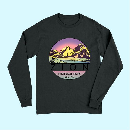 Discover Retro Vintage Zion Long Sleeves National Parks Tee Long Sleeves