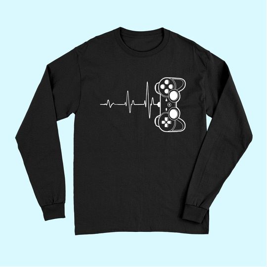 Discover Gamer Heartbeat Long Sleeves Video Game Lover Gift Tee