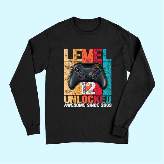 Discover Level 12 Unlocked Awesome Since 2009 12th Birthday Gaming Long Sleeves
