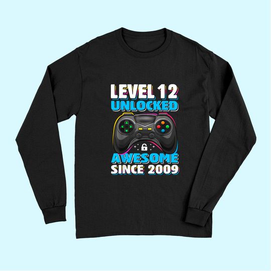 Discover Level 12 Unlocked Awesome 2009 Video Game 12th Birthday Gift Long Sleeves