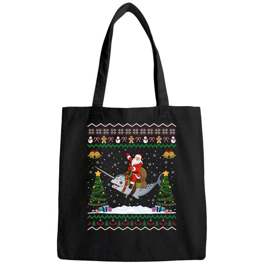 Discover Narwhal Ugly Xmas Gift Santa Riding Narwhal Christmas Bags