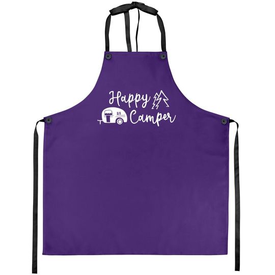 Discover Hiking Camping Apron For Funny Graphic Apron Apron Happy Camper Letter Print Casual Apron Tops