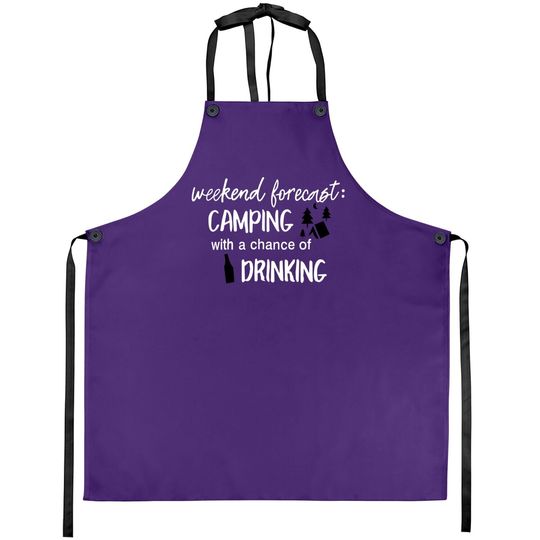 Discover Weekend Forecast Camping With A Chance Of Drinking Apron For Cute Graphic Short Sleeve Funny Letter Print Apron Tops