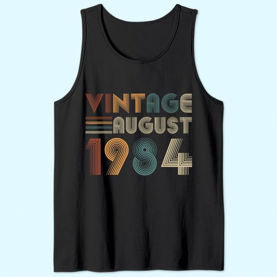 Discover Retro Vintage August 1984 Tank Top 35th Birthday Tank Top