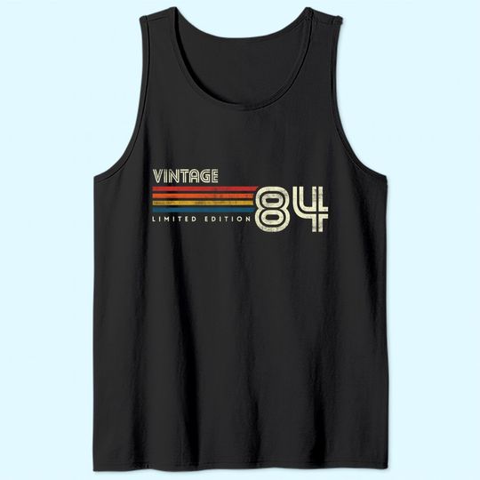 Discover Vintage 1984 Chest Stripe 37th Birthday Tank Top