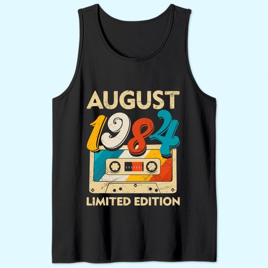 Discover Retro August 1984 Cassette Tape 37th Birthday Decorations Tank Top