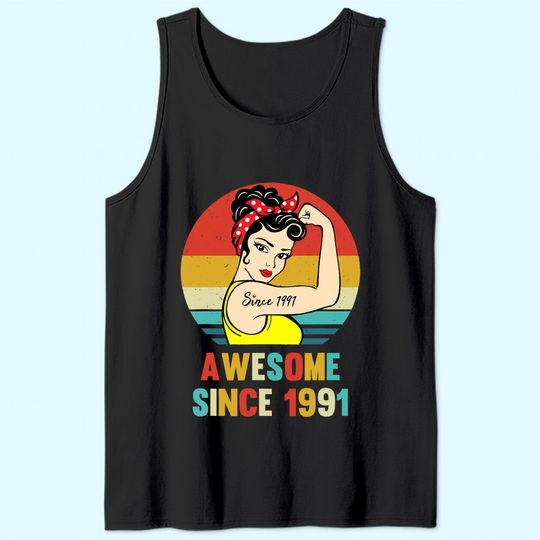 Discover Vintage 30th Birthday 1991 Women Gift for 30 Year Old Woman Tank Top