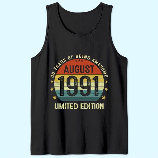 Discover 30 Year Old Vintage August 1991 Limited Edition Tank Top