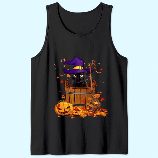 Discover Black Cat Witch Halloween Tank Top