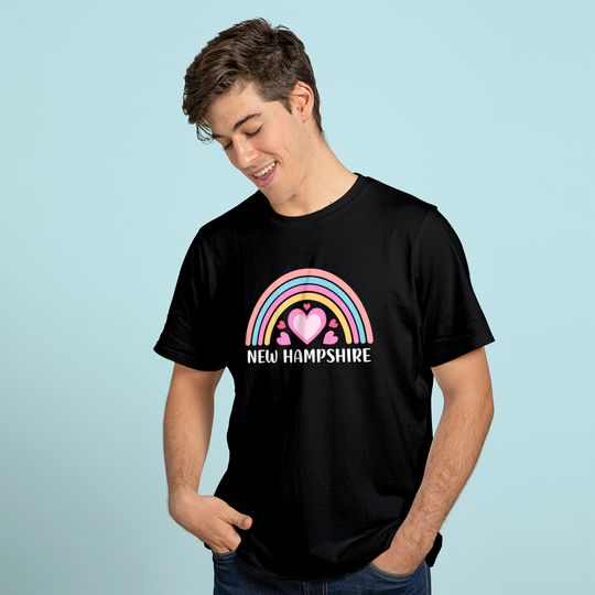 Discover New Hampshire Rainbow Hearts T-Shirt