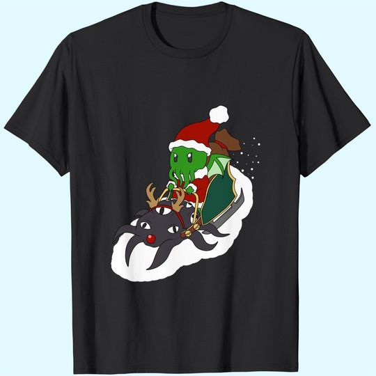 Discover Joyeux Cthulhu Christmas Riding T-Shirts