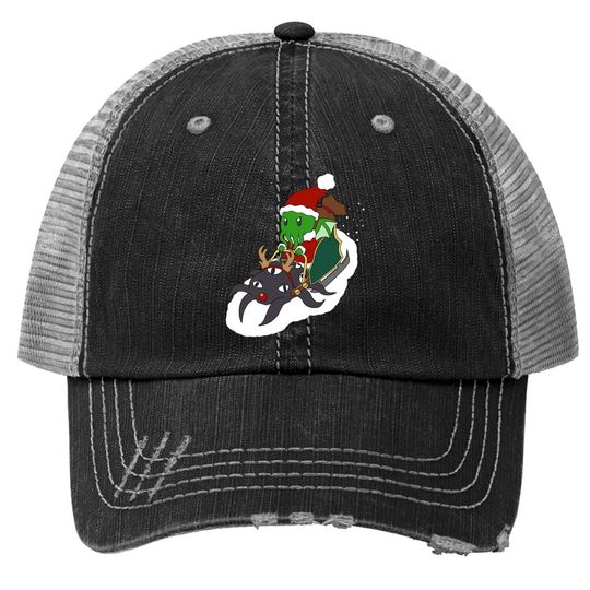Discover Joyeux Cthulhu Christmas Riding Trucker Hats