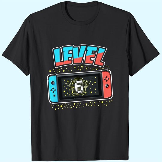 Discover Level 6 Birthday t Boy 6 Years Old Video Games T Shirt