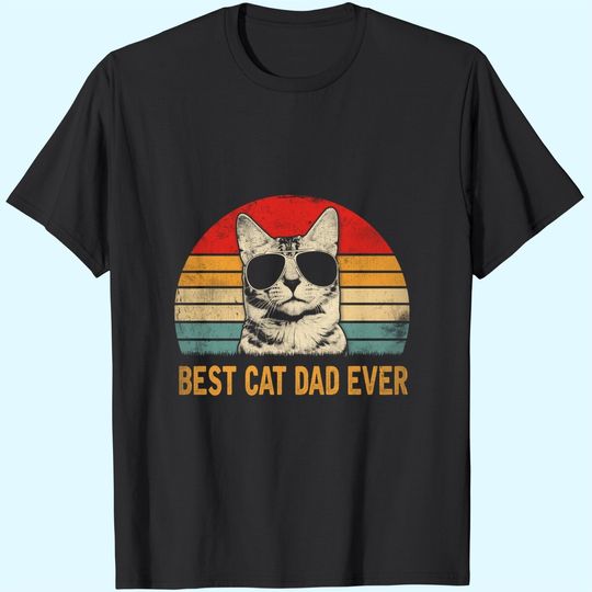 Discover Mens Retro Best Cat Dad Ever Funny Cat Lover Dad Fathers Day T-Shirt