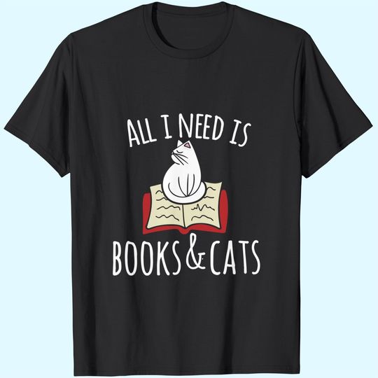 Discover All I need is books & Cats t-shirt Books and cats art tee