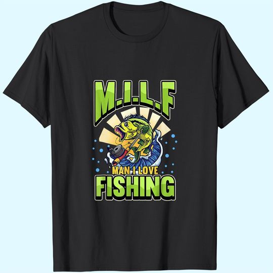 Discover Funny Fishing MILF-Man I Love Fishing Addict Retro Men T-Shirt