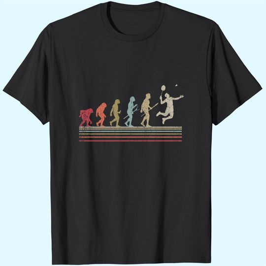 Discover Badminton Vintage Retro Style Evolution Of Man Gift T-Shirt