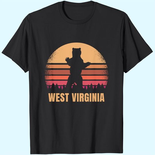 Discover West Virginia Vintage Bear Distressed Retro 80s Sunset T-Shirt