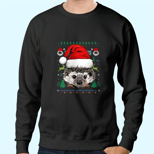 Discover Hedgehog Ugly Christmas Santa Sweatshirts