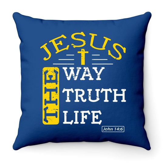Discover Christian Bible Verse 14:6 Gift Throw Pillow