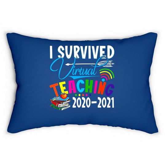 Discover Fashion Lumbar Pillow - Funny I Survived Virtual Teaching End Of Year Teacher Remote Gift Lumbar Pillow Short Sleeve